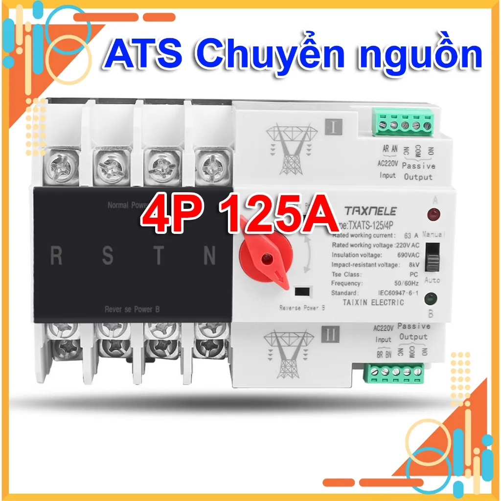 ATS 3 pha 4P 125A cho hệ có hai nguồn điện độc lập