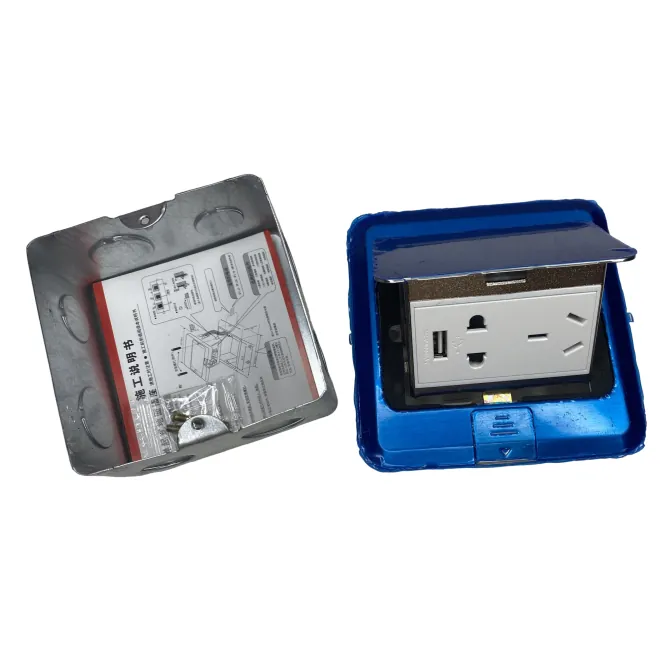 ổ cắm âm sàn có USB chống nước IP44 - hình ảnh thực tế