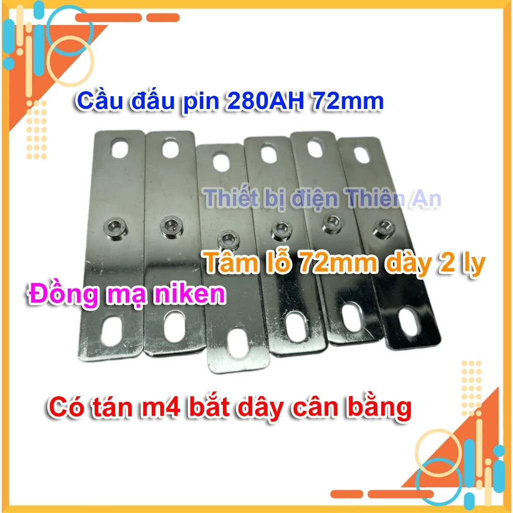 cầu đấu pin lithium đồng mạ niken tâm lỗ 72mm