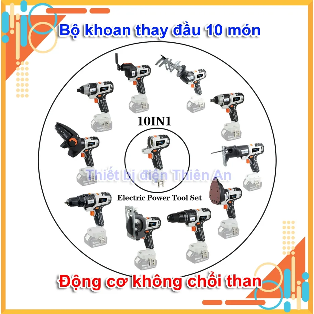 Bộ máy khoan pin đa năng thay đầu dùng chung pin chân phổ thông