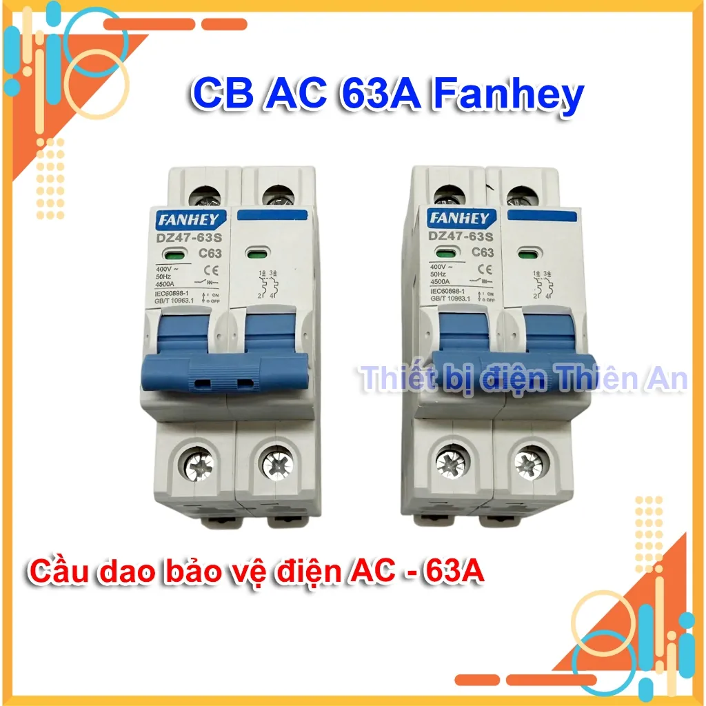 CB AC 2P 63A dùng làm aptomat tổng cho nhà 1 pha