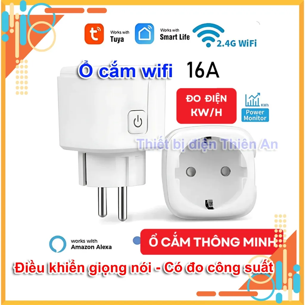 Ổ cắm wifi Tuya thông minh đo công suất 16A