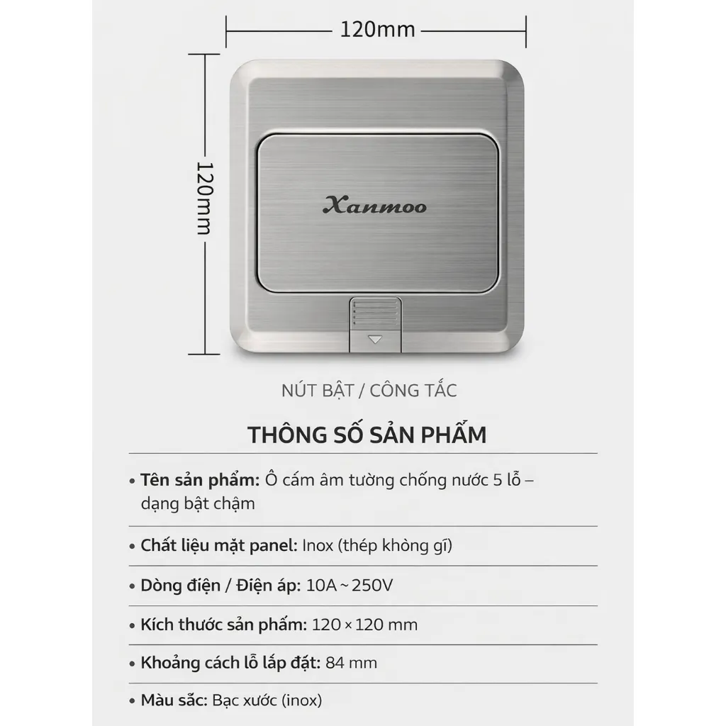 ổ cắm âm sàn bật nắp inox 2 ổ - hình ảnh thực tế