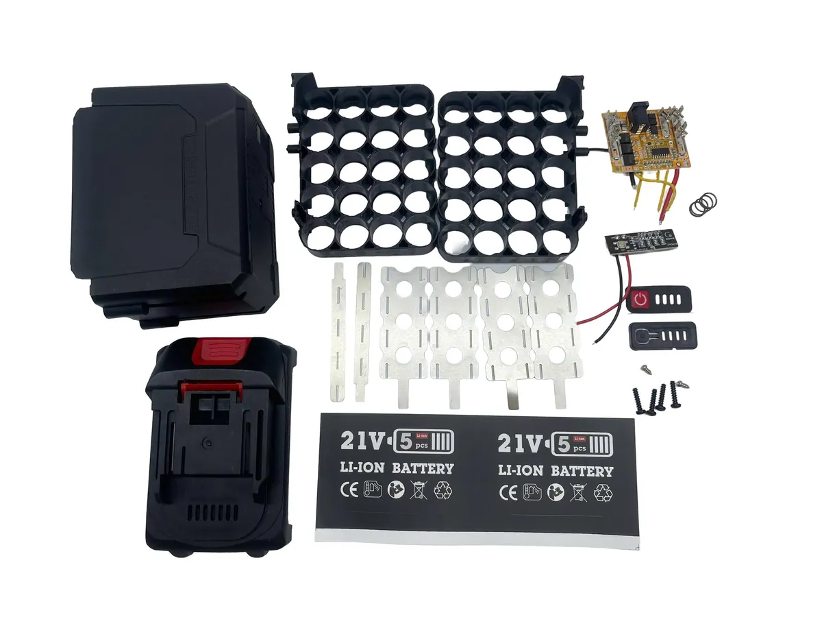 Vỏ Mạch Pin M21 18v 5 cell 10 Cell 15 cell 20cell Mạch 5s 60a Sạc Adapter - 10 Cell 18650 - Có Led Báo Pin
