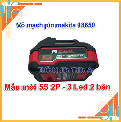 Vỏ pin chống sốc Makita 18V 21V 10 cell 5S2P Led báo pin 2 bên mẫu mới Vỏ pin 18650 makita phổ thông