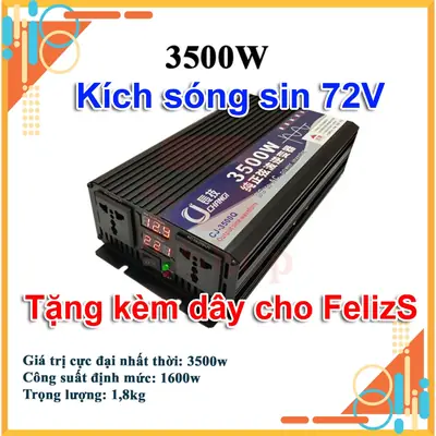 Bộ Kích Điện 72v lên 220v 12V 60v 72V Ra 220V Sóng Sin Công Suất 1600W 2600W 3500W Dùng cho Xe Điện Feliz, Klara ko
