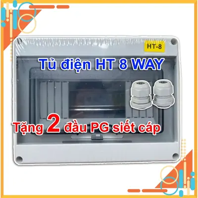 Tủ điện nổi nhựa gắn CB ngoài trời chống nước chống cháy chống bụi HT 8 way Đường Ip65 cho solar điện mặt trời