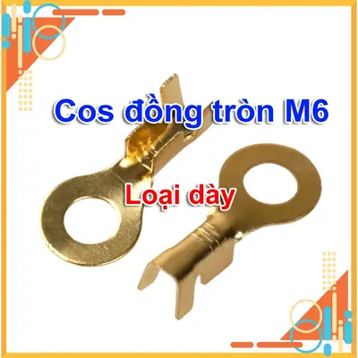 Đầu cos tròn bằng đồng lỗ 6 li M6 túi 50 cái dùng bấm đầu cos cho dây mạch BMS mạch cân bằng pin lithium gói 50 cái