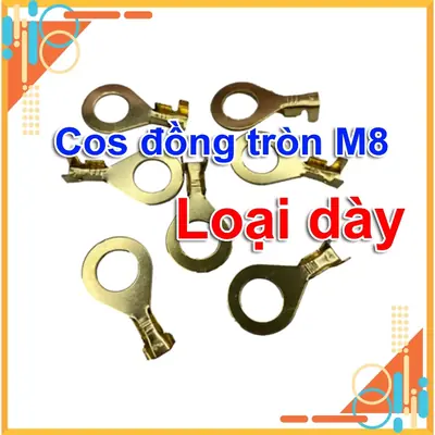 Đầu cos tròn bằng đồng lỗ 8 li M8 túi 50 cái dùng bấm đầu cos cho dây mạch BMS mạch cân bằng pin lithium gói 50 cái 8mm