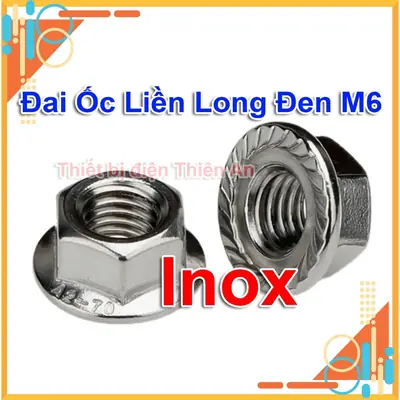Đai Ốc Liền Long Đen M6 Ecu Tán Liền Long Đen Inox304 Set 10 con đai ốc 6 ly ốc 6mm