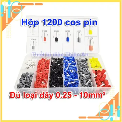 Hộp cos pin 1200 đầu cos pin rỗng đựng trong hộp nhựa tiện dụng đấu CB an toàn Sử dụng chung Kìm HSC8 6-4A