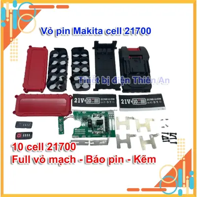 Vỏ Mạch Pin M21 21700 Sạc Adapter Chống Sốc Kèm Mạch Báo Pin và Kẽm Hàn 10 Cell 21700 5s2p