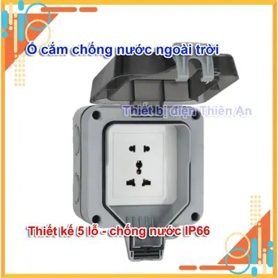 Ổ cắm 5 lỗ chống nước ngoài trời tiêu chuẩn IP66 chất lượng cao nhựa PC và ABS siêu bền 10A