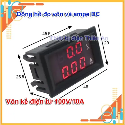 Đồng Hồ Led - Vôn kế điện tử 100V/10A Vôn kế DC đo dòng và áp màn hình LED kỹ thuật số