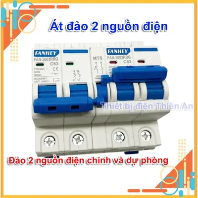 Cầu dao đảo 2P 63A Fanhey Át đảo chiều át chuyển đổi hai nguồn điện Fanhey 2P 63A - FAN - 2063RRG