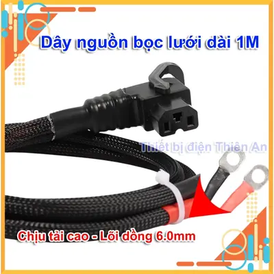 Dây Nguồn Xe Điện Bọc Lưới Chống Mài Mòn – Dài 1M – Bấm Sẵn Cos – Lõi Đồng 6.0 mm2 - Chịu tải cao