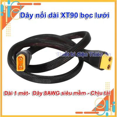 Dây Nối Dài XT90 8AWG Dài 1M – Bọc Lưới Chống Mài Mòn – Lõi Đồng Nguyên Chất Chịu Tải Cao