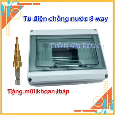 Tủ Điện Chống Nước 8 WAY – Nhựa ABS IP65 – Lắp Nổi Ngoài Trời Chống Nước Cho Solar