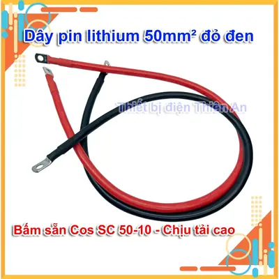 Dây điện 50mm2 siêu mềm bấm sẵn 2 đầu Cos SC50-10 2 màu đỏ đen chống cháy hệ thống lưu trữ hybrid