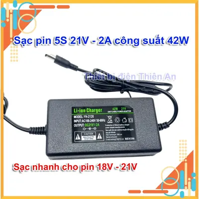 Sạc Pin Li-ion 21V 2A 42W – Sạc Pin 5S 18V 42W Có Đèn Báo Đầy – Dành Cho Pin Dụng Cụ Điện