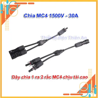 Cặp jack MC4 phân nhánh chữ Y 2 ra 1 – đầu nối pin năng lượng mặt trời 1500V 30A chống nước IP67