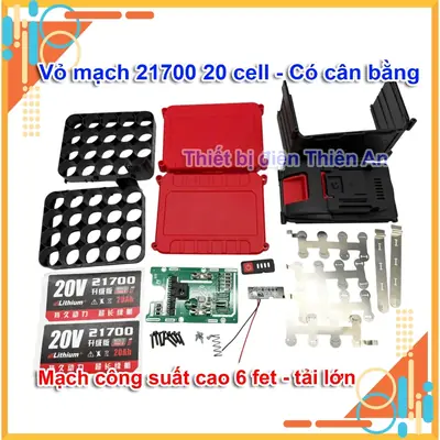 Bộ vỏ mạch pin M21 21700 20 cell mạch xả cao 6 fet có cân bằng chân pin phổ thông M21 sạc adapter