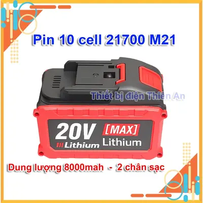 Pin Đóng 10 cell 21700 chân pin M21 sạc adapter Dung lượng 8000mah Xả Max 90A cho máy công cụ